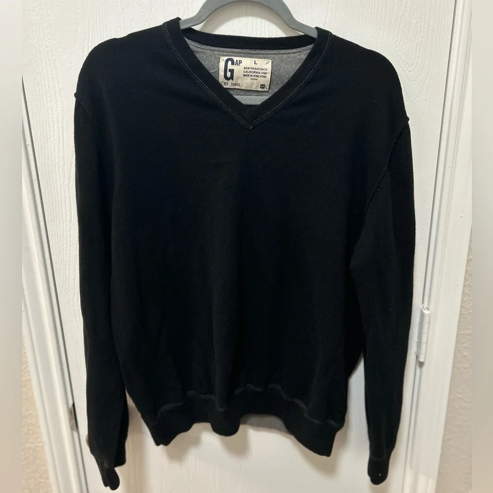 GAP men’s y2k vintage cashmere cotton black v neck sweater size large